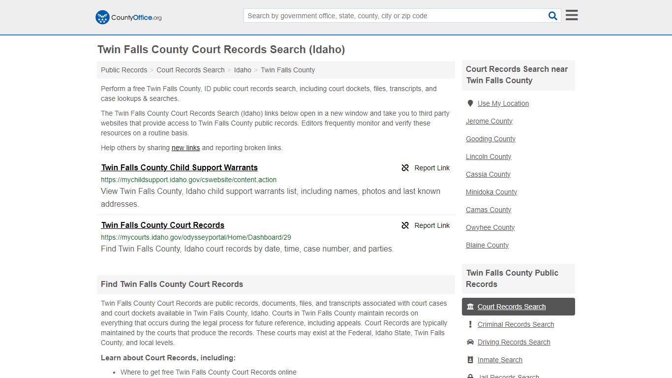 Twin Falls County Court Records Search (Idaho) - County Office