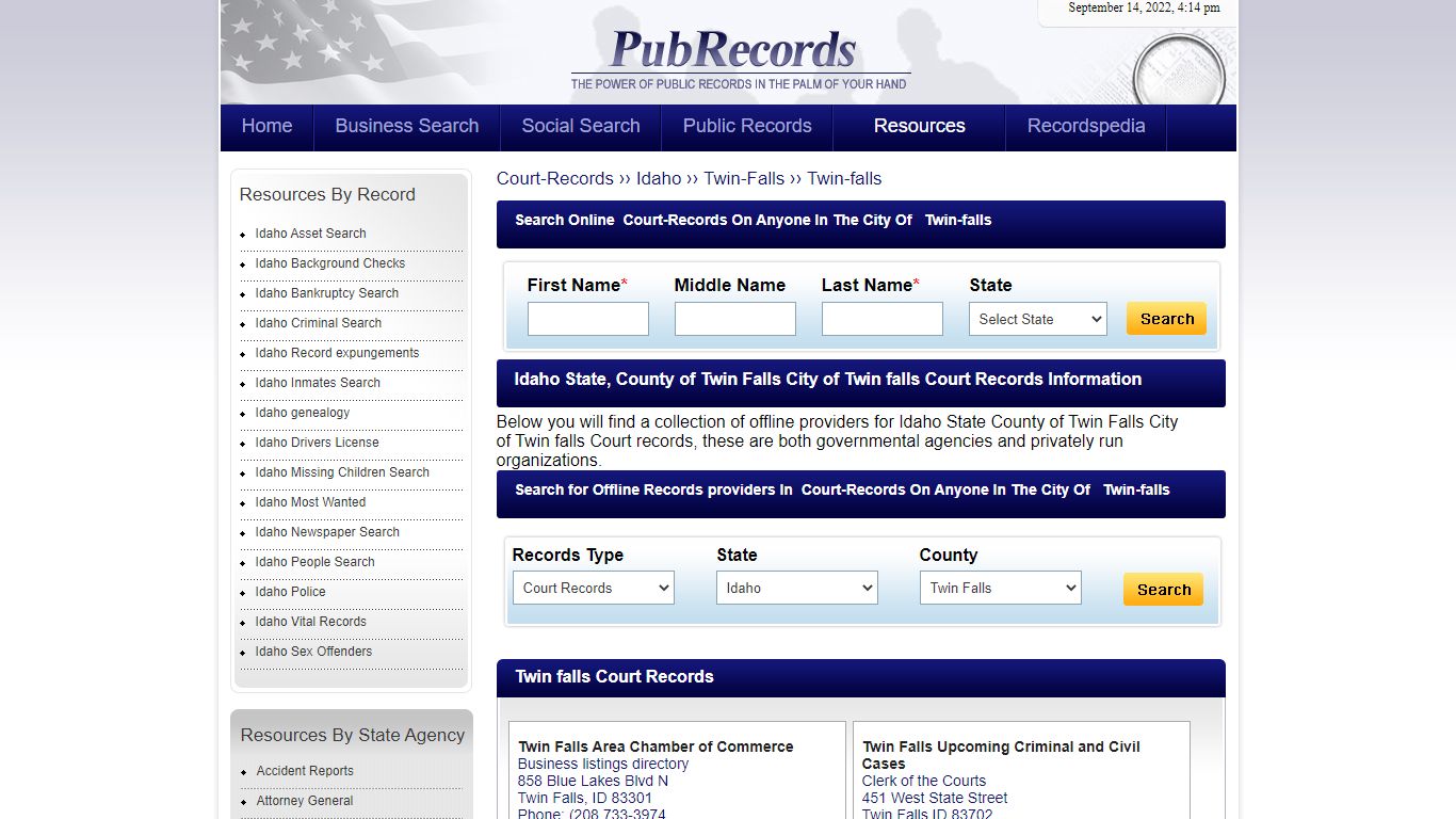 Twin falls, Twin Falls County, Idaho Court Records